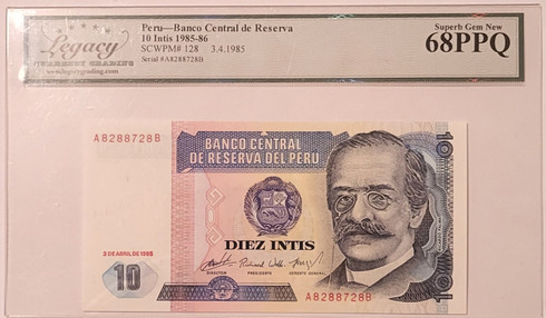 Peru-1985-86-10-intis-bank-note-68-ppq-legacy-a