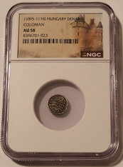Hungary-Coloman-golgotha-silver-denar-au58-ngc-a