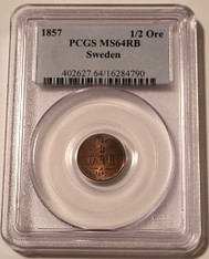 sweden-1857-half-ore-ms64-rb-pcgs-a