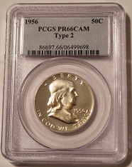 1956-franklin-half-dollar-t2-pr66-cameo-pcgs-a