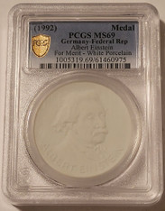 west-germany-1992-porcelain-medal-einstein-ms69-pcgs-a