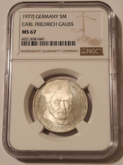 west-germany-1977-j-silver-5-mark-gauss-ms67-ngc-a