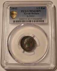 britain-1843-half-farthing-ms63-bn-pcgs-gsh-a