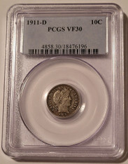 1911-d--barber-dime-vf30-pcgs-toned-a