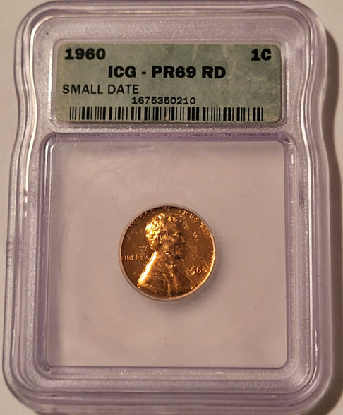 1960-Lincoln-cent-small-date-pr69-red-icg-a