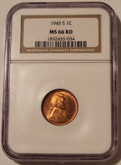 1945 S Lincoln Wheat Cent MS66 RED NGC