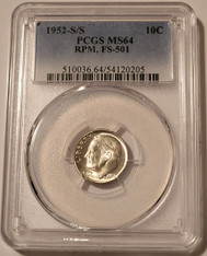 1952-s-s-roosevelt-dime-rpm-fs501-ms64-pcgs-a