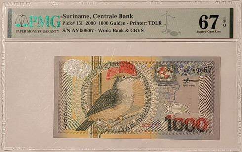 Suriname-2000-1000-gulden-bank-note-67-epq-pmg-a