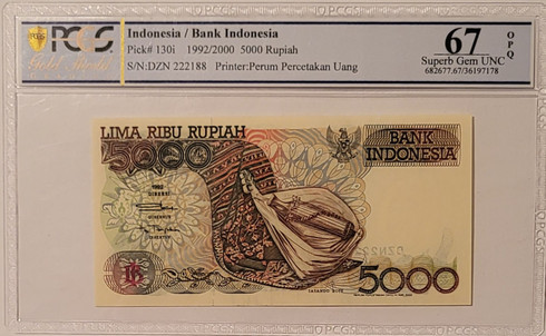 Indonesia-1992-2000-5000-rupiah-note-67-opq-pcgs-gs-a