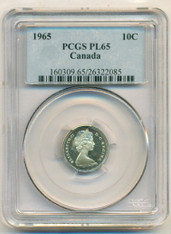 Canada Silver 1965 10 Cents PL65 PCGS