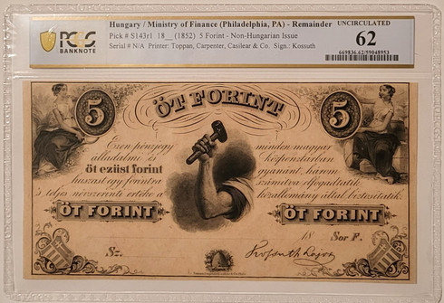 Hungary-unc-62-pcgs-1852-5-forint-a