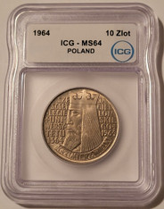Poland-1964-10-zlotych-ms64-icg-toning-a
