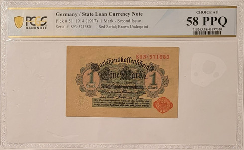 Germany-1917-mark-state-loan-58-ppq-pcgs-a
