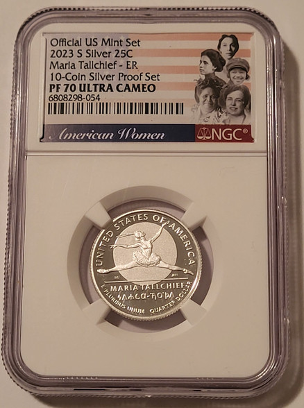 2023 S Silver Maria Tallchief Quarter Proof PF70 UC NGC ER Flag Label
