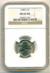 1988 D Jefferson Nickel MS66 5FS NGC