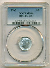 1963 Roosevelt Dime DDR Variety FS-805 MS64 PCGS