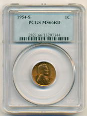1954 S Lincoln Wheat Cent MS66 RED PCGS