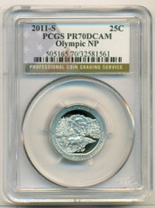 2011 S Clad Olympic NP ATB Quarter Proof PR70 DCAM PCGS Flag Label
