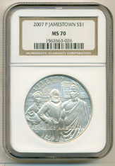 2007 P Jamestown Commemorative Silver Dollar MS70 NGC