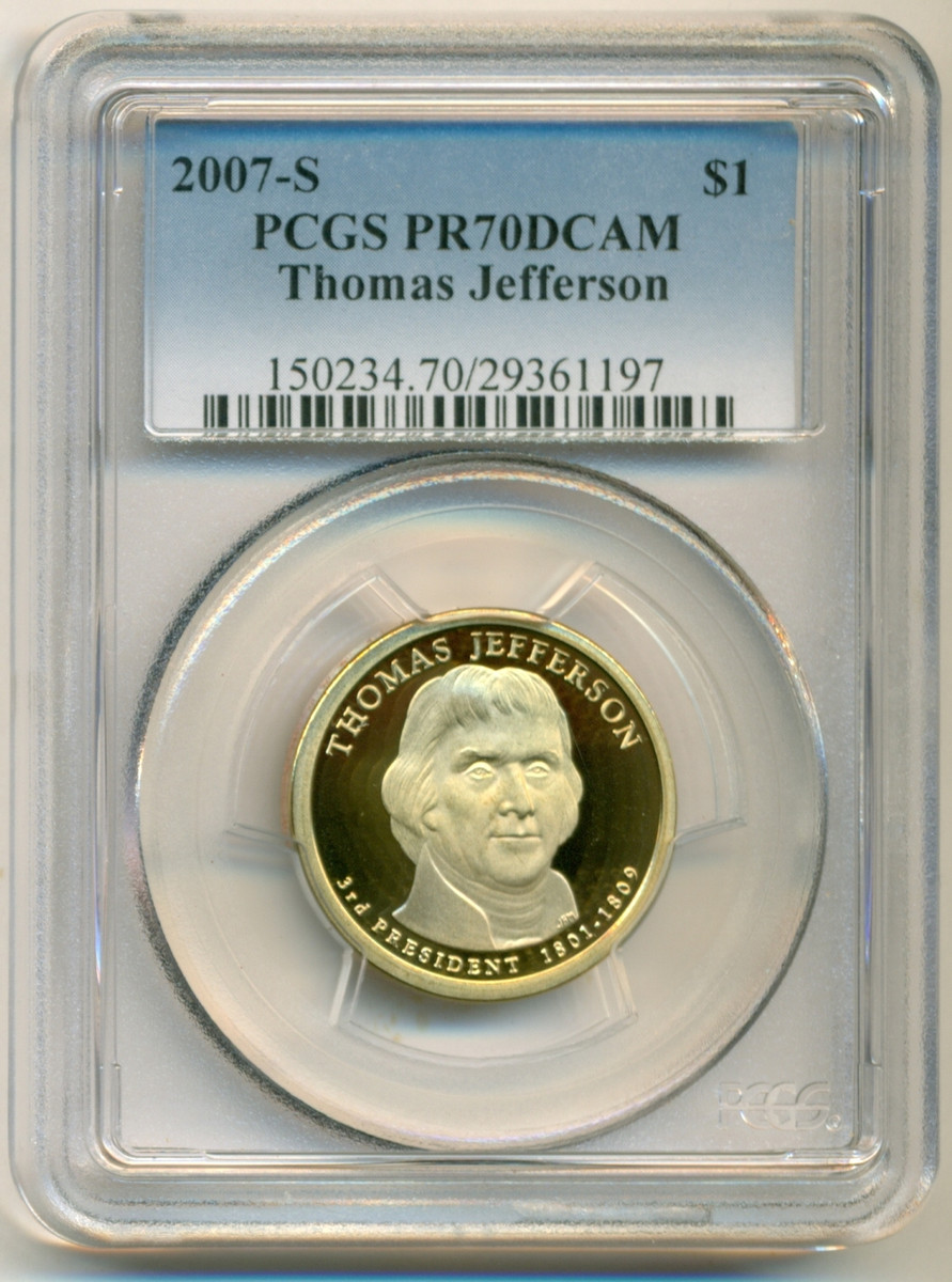 Set of 4 2007-S Proof Presidential Dollar Deep Cameo Flat Rate Shipping 