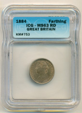 Great Britain 1884 Farthing MS63 RED ICG