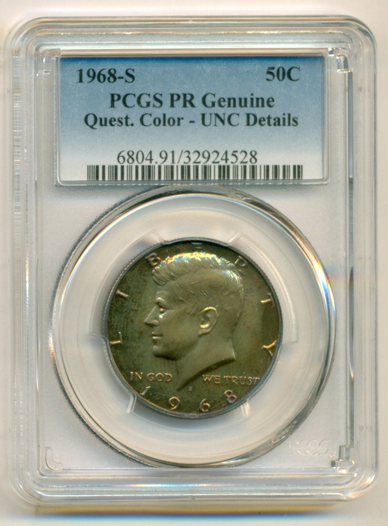 Download 1968 S Kennedy Half Dollar Proof UNC Details (Color) PCGS - Talos Numismatics