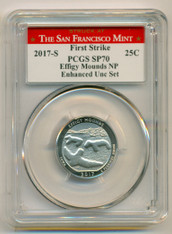 2017 S Effigy Mounds NP Quarter Enhanced SP70 PCGS FS San Francisco Mint Label