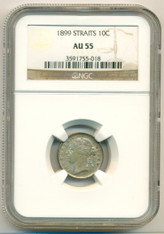 Straits Settlements Silver 1899 10 Cents AU55 NGC