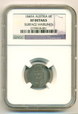 Austria Silver 1849 A 6 Kreuzer XF Details NGC