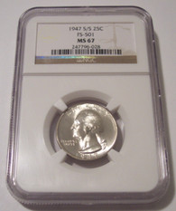 1947 S/S Washington Quarter RPM Variety FS-501 MS67 NGC