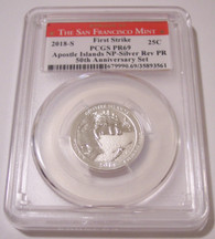 2018 S Silver Apostle Islands NP Quarter Reverse Proof PR69 PCGS FS SF Mint Label