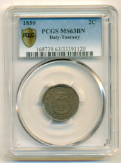 Italy Tuscany 1859 2 Centesimi MS63 BN PCGS