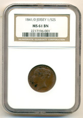 Jersey 1841/0 Overdate 1/52 Shilling MS61 BN NGC