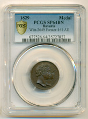 Germany -States Bavaria- 1829 Bronze Medal Ludwig I & Therese SP64 BN PCGS