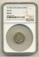 India Princely States Bundi Silver VS1982 (AD 1925) Rupee AU55 NGC