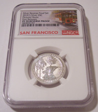 2018 Silver Pictured Rocks NP Quarter Reverse Proof PF70 FR NGC Trolley Label