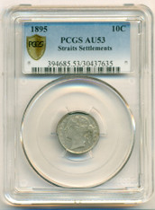 Straits Settlements Silver 1895 10 Cents AU53 PCGS