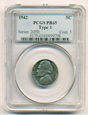 1942 Jefferson Nickel Type 1 Proof PR65 PCGS