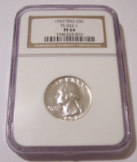 1953 Washington Quarter TDO Variety FS-022.1 Proof PF64 NGC