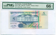 Suriname 1995-98 5 Gulden Bank Note Gem Unc 66 EPQ PMG