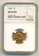1945 Lincoln Wheat Cent MS64 RED NGC