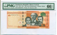 Dominican Republic 2015 100 Pesos Dominicanos Bank Note Gem Unc 66 EPQ PMG