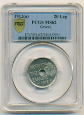 Greece 1912 20 Lepta MS62 PCGS Secure