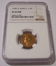 South Africa 1949 1/4 Penny Proof PF65 RB NGC