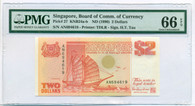 Singapore 1990 2 Dollars Bank Note Gem Unc 66 EPQ PMG