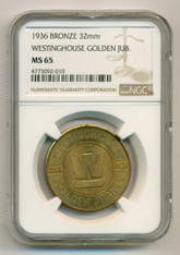 1936 Westinghouse Golden Jubilee Bronze Medal MS65 NGC