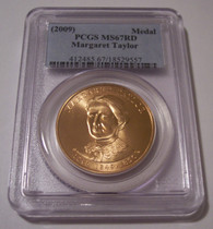 2009 Margaret Taylor U.S. Mint First Spouse Bronze Medal MS67 RED PCGS