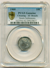 Straits Settlements Silver 1900 10 Cents AU Details PCGS Secure