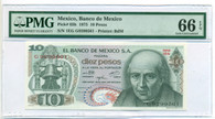 Mexico 1975 10 Pesos Bank Note Gem Unc 66 EPQ PMG