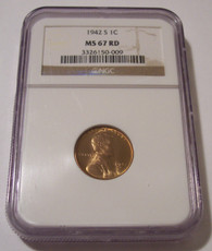 1942 S Lincoln Wheat Cent MS67 RED NGC